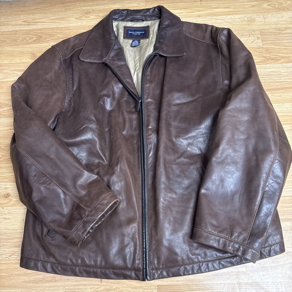 Daniel Cremieux Collection Men's Brown Lamb Skin Bomber Jacket Size XXL